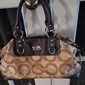 Coach Brown and Tan Signature Satchel
